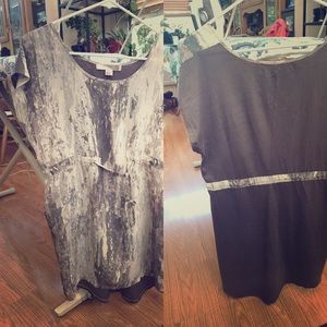 Grey patterned tunic with waist tie